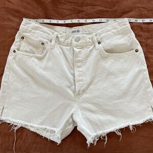 Agolde Off White Cut Off Shorts